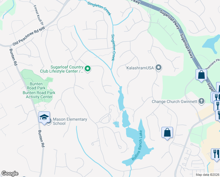 map of restaurants, bars, coffee shops, grocery stores, and more near 2372 Seaborn Place in Duluth
