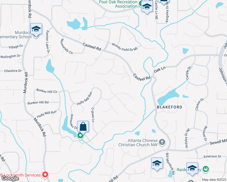 map of restaurants, bars, coffee shops, grocery stores, and more near 2022 Kramer Way in Marietta