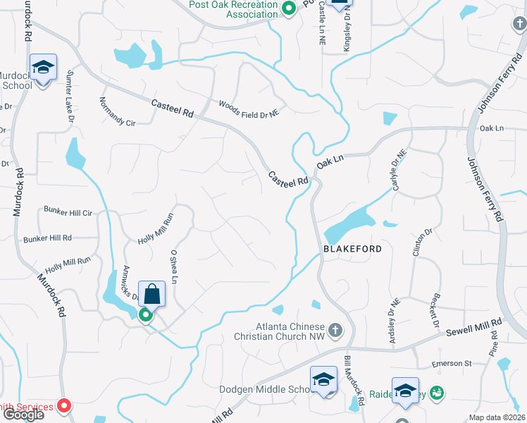 map of restaurants, bars, coffee shops, grocery stores, and more near 3253 Holly Mill Run in Marietta