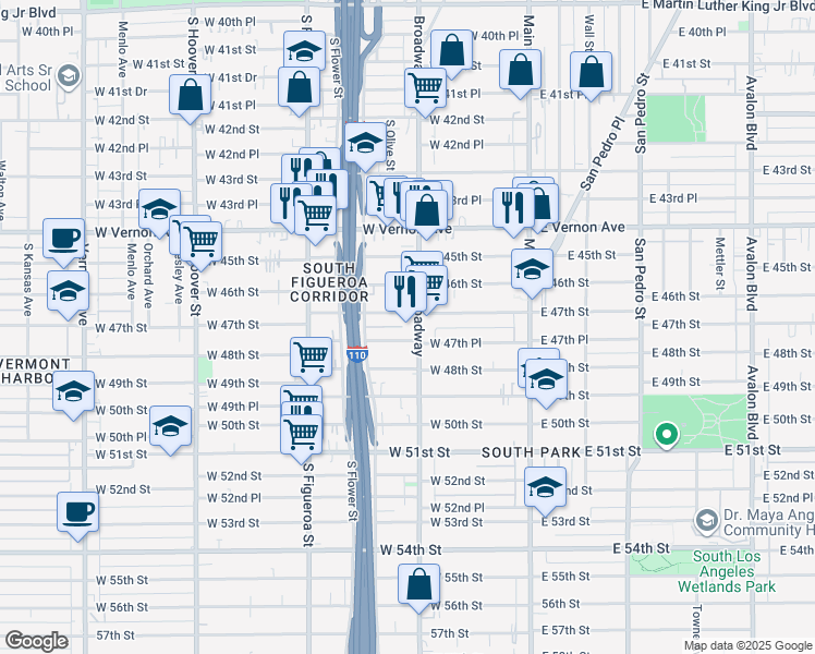 map of restaurants, bars, coffee shops, grocery stores, and more near in Los Angeles