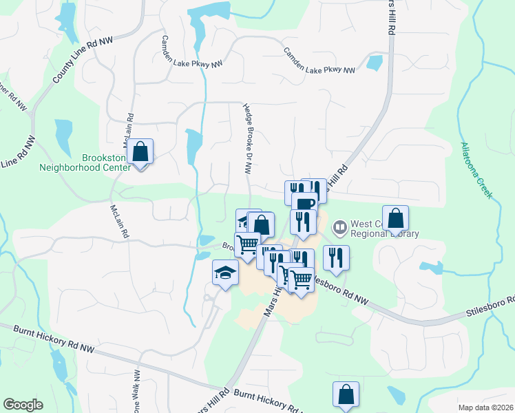 map of restaurants, bars, coffee shops, grocery stores, and more near 5356 Manor View Drive Northwest in Acworth