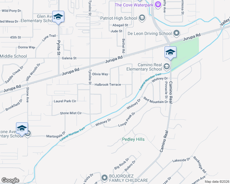 map of restaurants, bars, coffee shops, grocery stores, and more near 4822 Skyline Terrace in Riverside