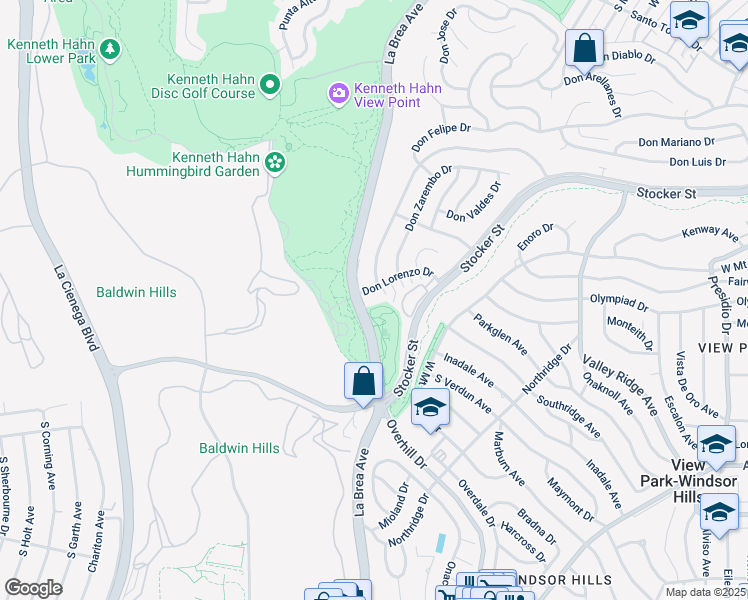 map of restaurants, bars, coffee shops, grocery stores, and more near 4810 South La Brea Avenue in Los Angeles