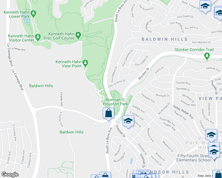 map of restaurants, bars, coffee shops, grocery stores, and more near in Ladera Heights