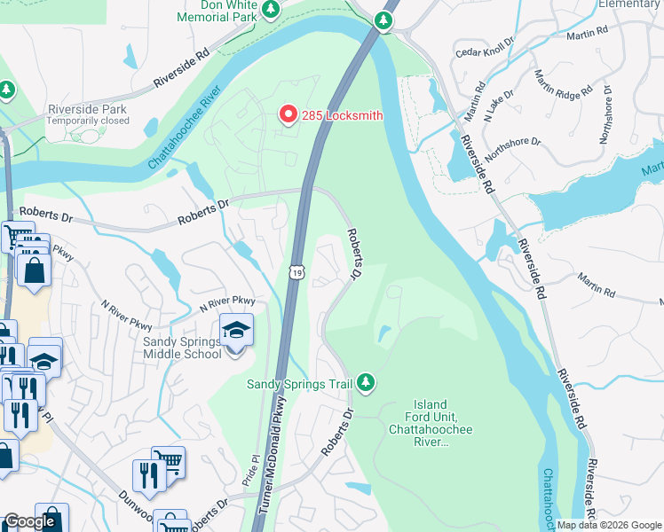 map of restaurants, bars, coffee shops, grocery stores, and more near 621 Summer Crossing in Atlanta