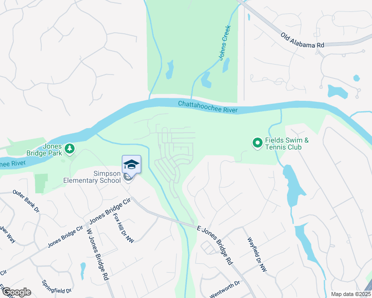 map of restaurants, bars, coffee shops, grocery stores, and more near 3807 Osprey Ridge Road in Peachtree Corners