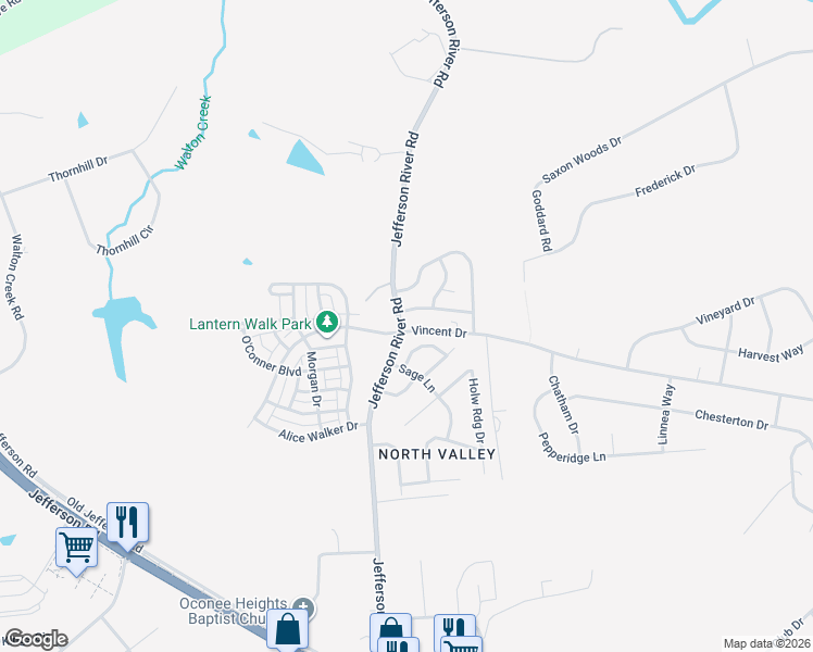 map of restaurants, bars, coffee shops, grocery stores, and more near 892 Vincent Drive in Athens