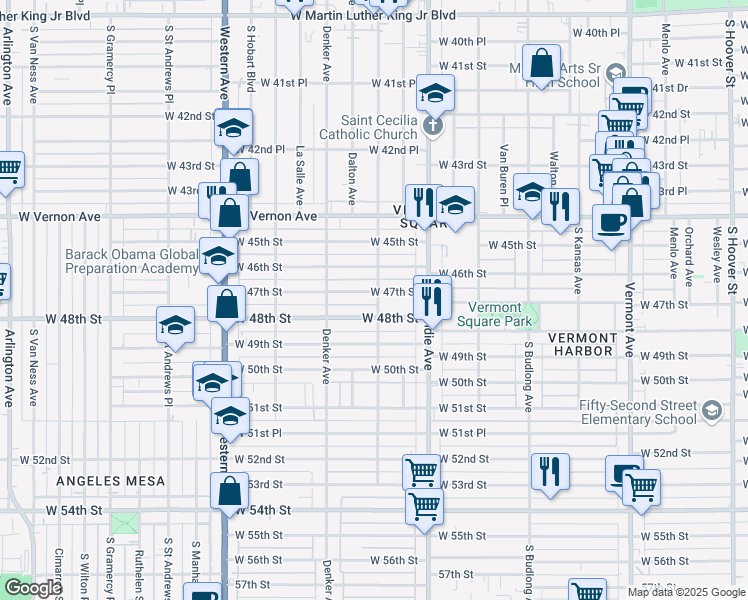 map of restaurants, bars, coffee shops, grocery stores, and more near 4705 Halldale Avenue in Los Angeles