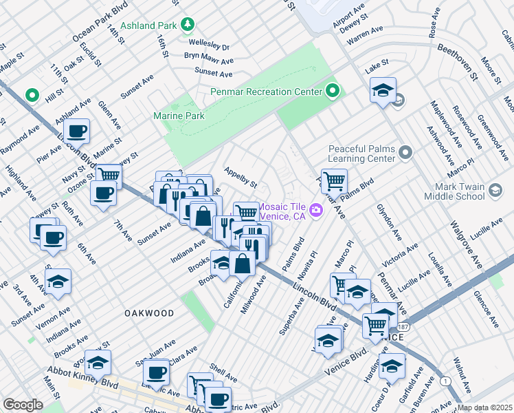 map of restaurants, bars, coffee shops, grocery stores, and more near 1000 Doreen Place in Los Angeles