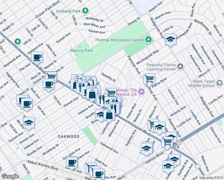 map of restaurants, bars, coffee shops, grocery stores, and more near 1000 Doreen Place in Los Angeles