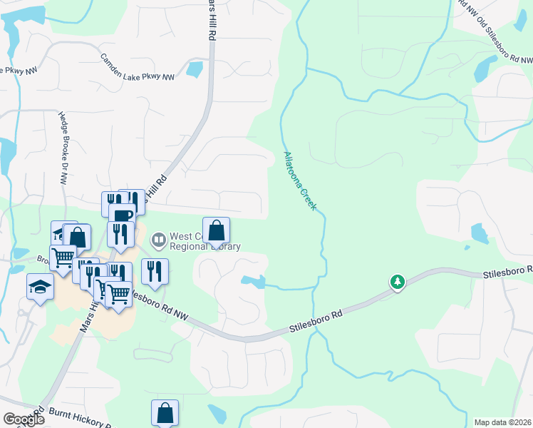 map of restaurants, bars, coffee shops, grocery stores, and more near 4952 Newpark Lane Northwest in Acworth