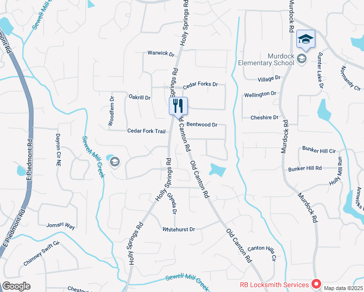 map of restaurants, bars, coffee shops, grocery stores, and more near 2311 Ravinia Court Northeast in Marietta