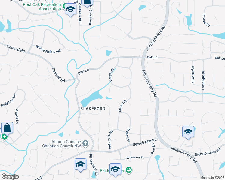 map of restaurants, bars, coffee shops, grocery stores, and more near 2160 West Carlyle Court in Marietta