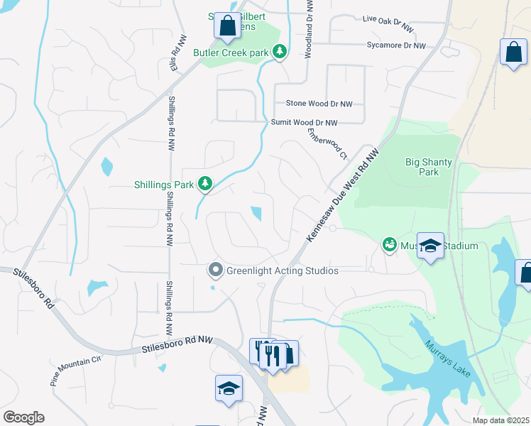 map of restaurants, bars, coffee shops, grocery stores, and more near 2111 Chatou Place in Kennesaw