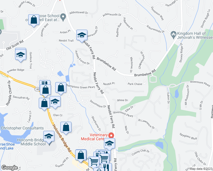 map of restaurants, bars, coffee shops, grocery stores, and more near in Johns Creek