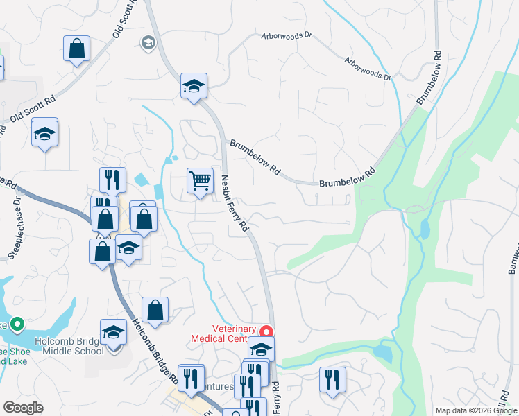 map of restaurants, bars, coffee shops, grocery stores, and more near in Johns Creek