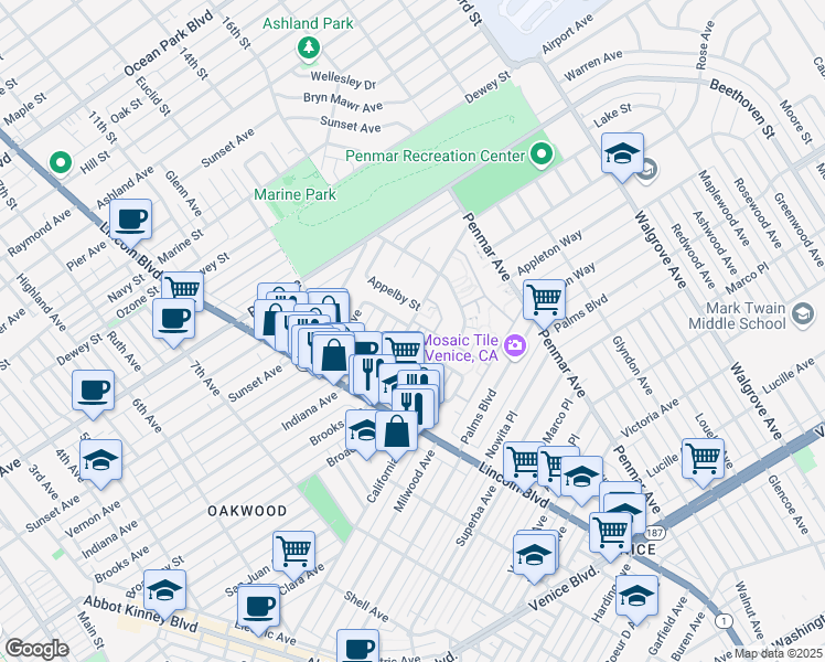 map of restaurants, bars, coffee shops, grocery stores, and more near 1000 Doreen Place in Los Angeles