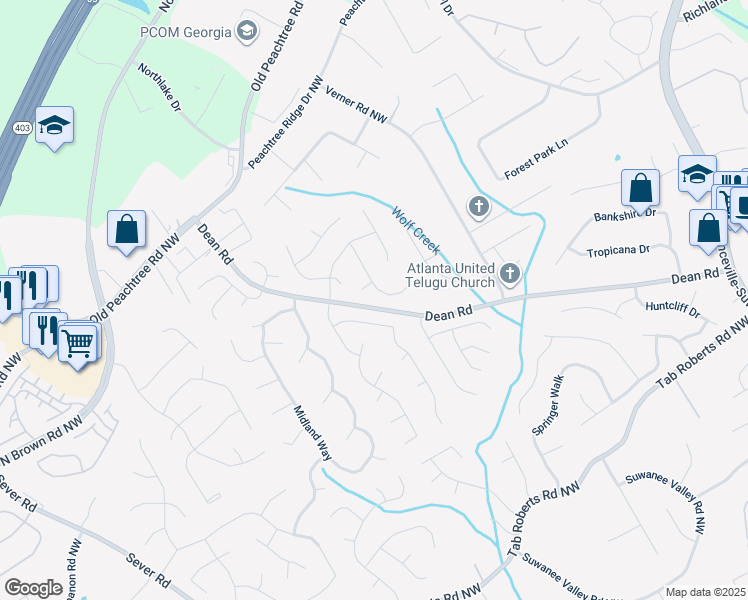 map of restaurants, bars, coffee shops, grocery stores, and more near 2335 Prickly Pear Walk in Lawrenceville