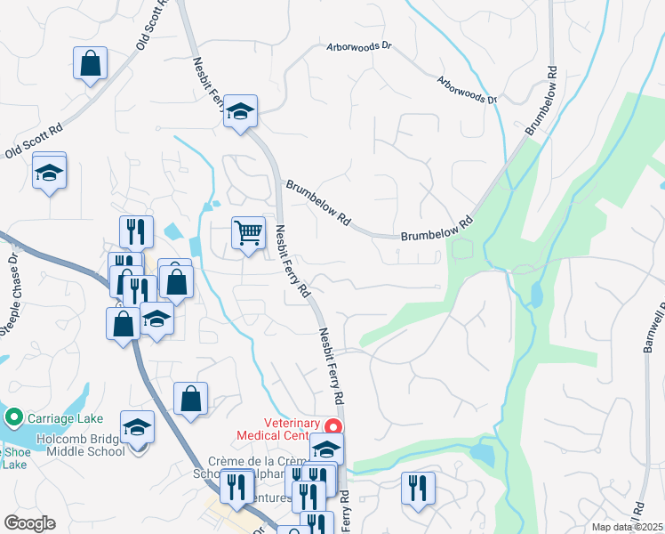 map of restaurants, bars, coffee shops, grocery stores, and more near in Johns Creek