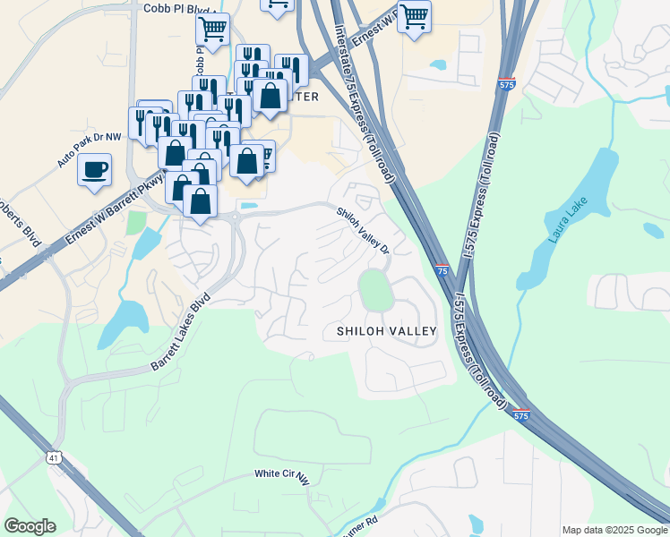 map of restaurants, bars, coffee shops, grocery stores, and more near 2004 Hoods Fort Circle Northwest in Kennesaw