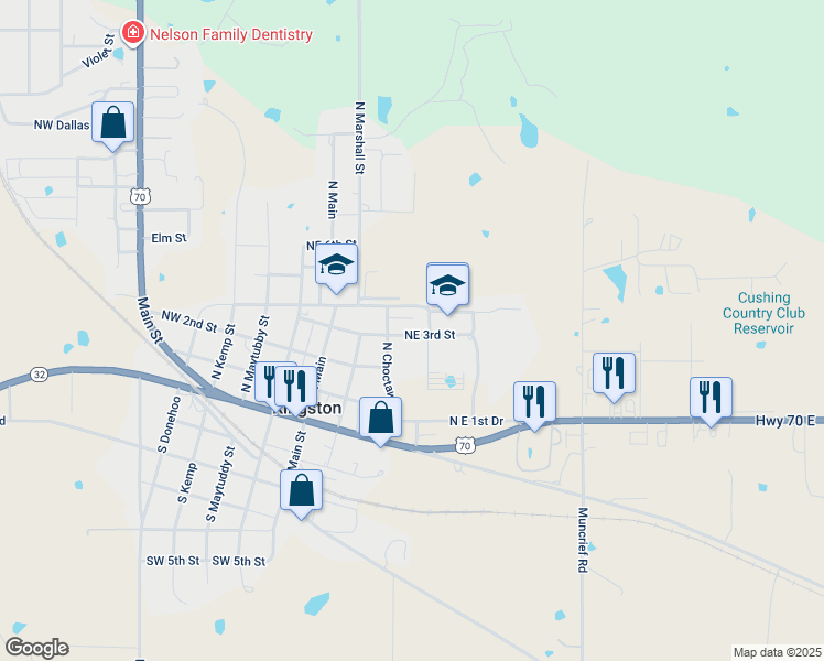 map of restaurants, bars, coffee shops, grocery stores, and more near 308 Northeast 3rd Street in Kingston