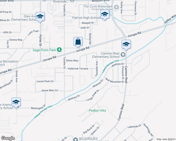 map of restaurants, bars, coffee shops, grocery stores, and more near 4840 Studebaker Way in Riverside