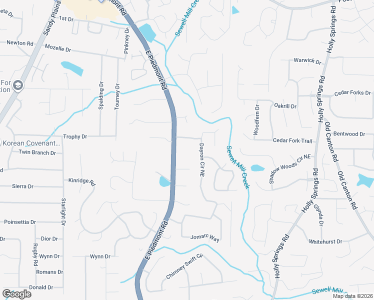 map of restaurants, bars, coffee shops, grocery stores, and more near 2080 East Piedmont Road in Marietta