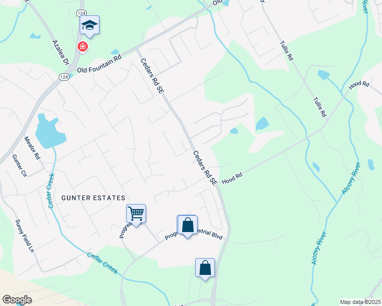 map of restaurants, bars, coffee shops, grocery stores, and more near 1337 Highfield Drive Northeast in Lawrenceville