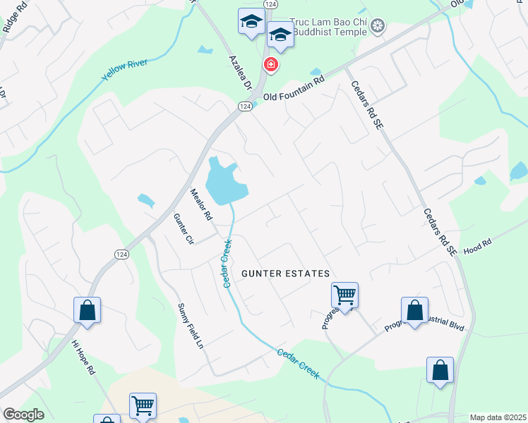 map of restaurants, bars, coffee shops, grocery stores, and more near 1055 Heather Court Northeast in Lawrenceville