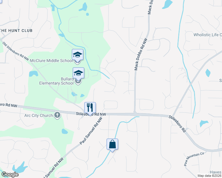map of restaurants, bars, coffee shops, grocery stores, and more near 3552 Sanderlings Court Northwest in Kennesaw
