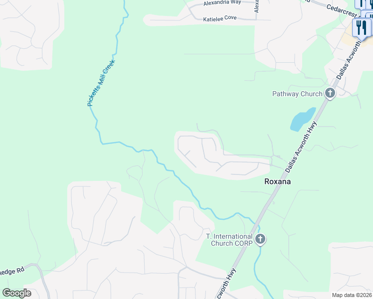 map of restaurants, bars, coffee shops, grocery stores, and more near 27 Cabana Way in Dallas