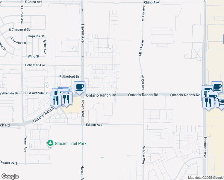 map of restaurants, bars, coffee shops, grocery stores, and more near in Ontario