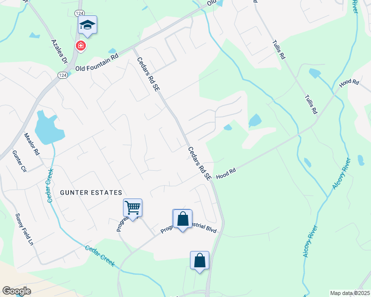 map of restaurants, bars, coffee shops, grocery stores, and more near 1337 Highfield Drive Northeast in Lawrenceville