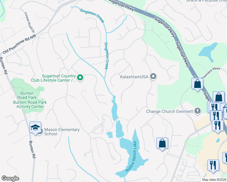 map of restaurants, bars, coffee shops, grocery stores, and more near 2331 Glen Mary Place in Duluth