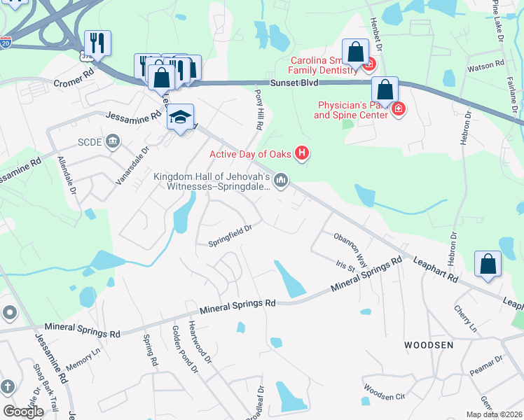 map of restaurants, bars, coffee shops, grocery stores, and more near 108 Northview Road in West Columbia