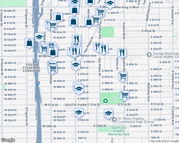 map of restaurants, bars, coffee shops, grocery stores, and more near 4603 Wall Street in Los Angeles