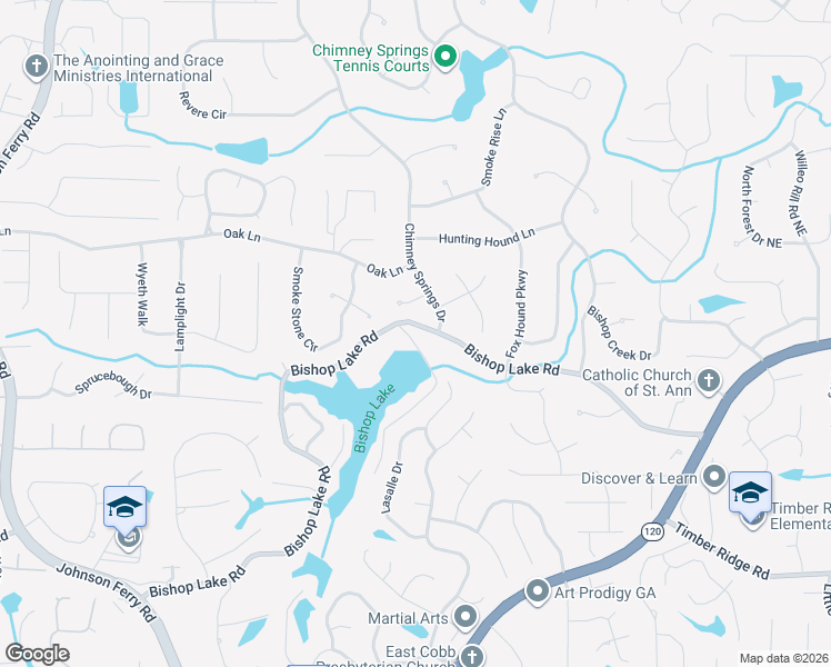 map of restaurants, bars, coffee shops, grocery stores, and more near 4654 Bishop Lake Road in Marietta