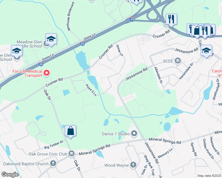 map of restaurants, bars, coffee shops, grocery stores, and more near 216 Point South Lane in Lexington