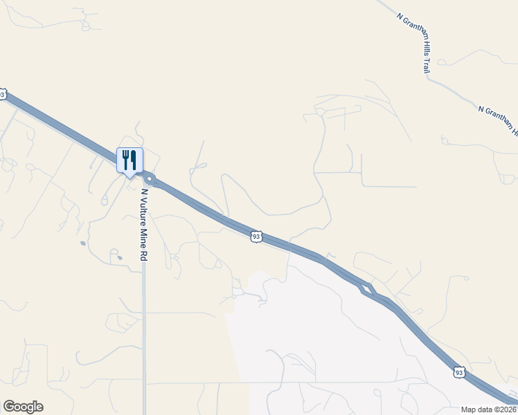 map of restaurants, bars, coffee shops, grocery stores, and more near West Grantham Ranch Road in Wickenburg