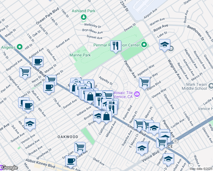 map of restaurants, bars, coffee shops, grocery stores, and more near 806 Valita Street in Los Angeles