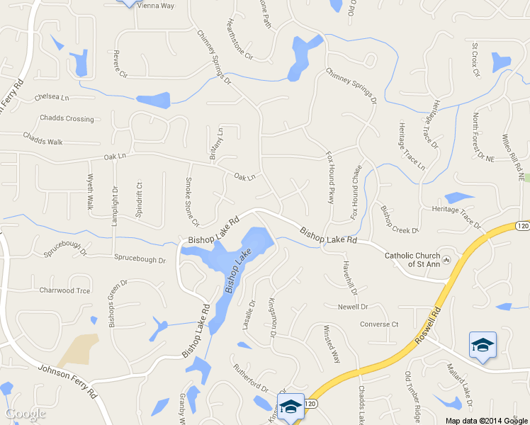 map of restaurants, bars, coffee shops, grocery stores, and more near 4654 Bishop Lake Rd in Marietta