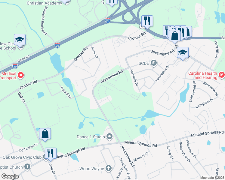 map of restaurants, bars, coffee shops, grocery stores, and more near 2004 Jessamine Road in Lexington