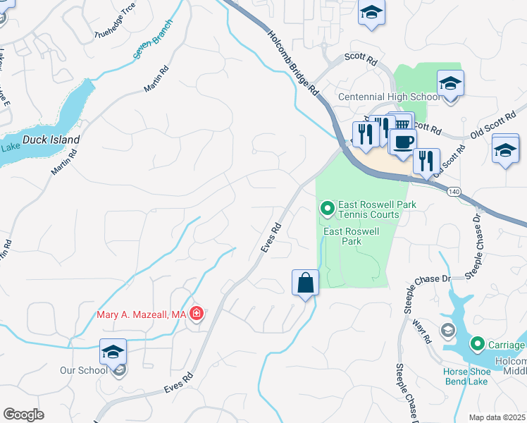 map of restaurants, bars, coffee shops, grocery stores, and more near 1930 Glen Eves Drive in Roswell
