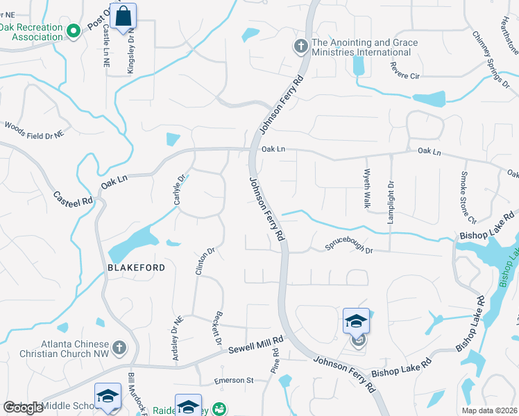 map of restaurants, bars, coffee shops, grocery stores, and more near 3912 Savannah Ridge Drive Northeast in Marietta