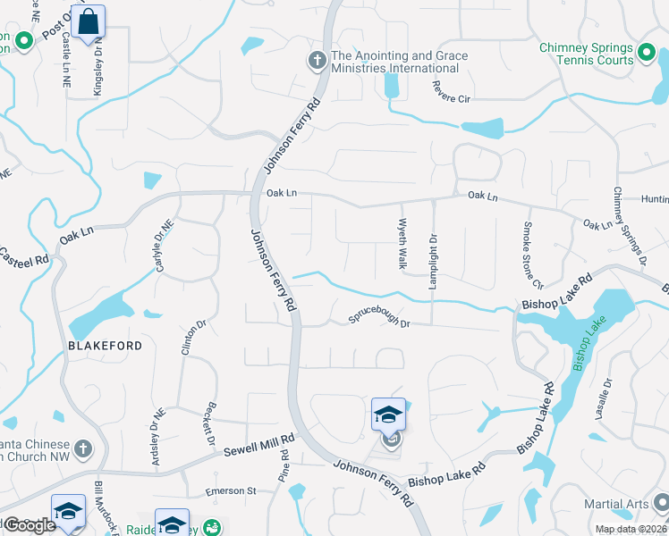 map of restaurants, bars, coffee shops, grocery stores, and more near 2116 Rockland Court in Marietta
