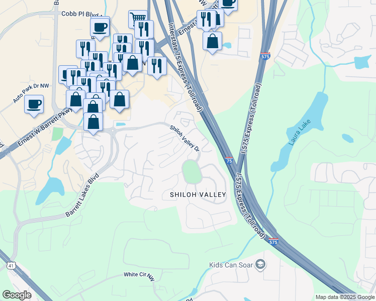 map of restaurants, bars, coffee shops, grocery stores, and more near 2115 Goldwaite Court Northwest in Kennesaw