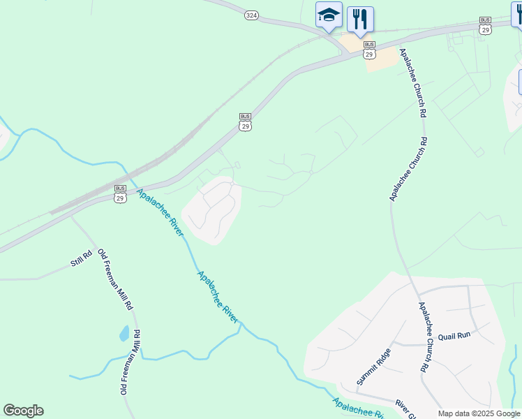 map of restaurants, bars, coffee shops, grocery stores, and more near 110 Auburn Crossing Way in Auburn