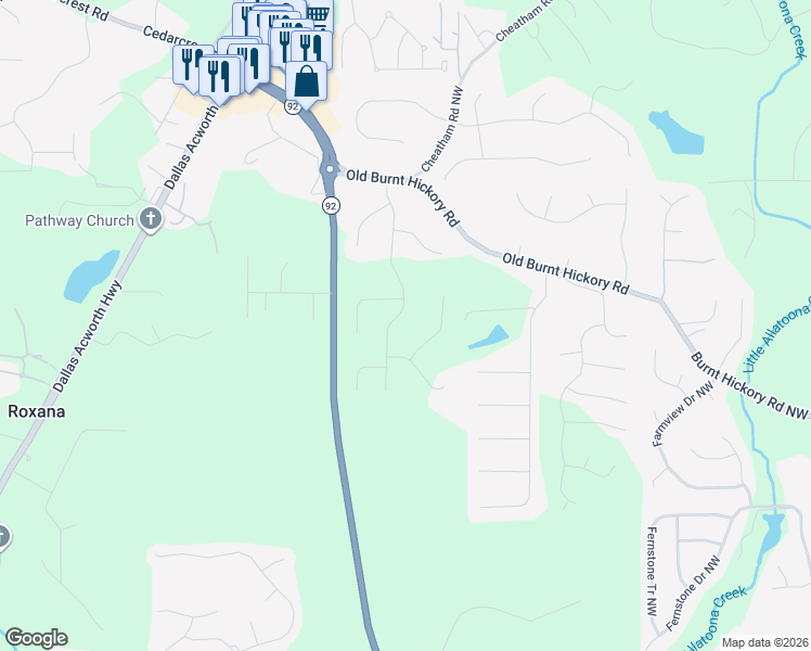 map of restaurants, bars, coffee shops, grocery stores, and more near 331 Summerfield Crossing in Acworth