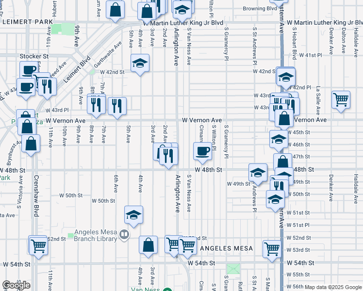 map of restaurants, bars, coffee shops, grocery stores, and more near 4528 Arlington Avenue in Los Angeles