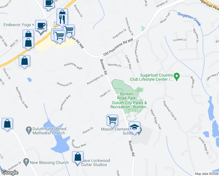 map of restaurants, bars, coffee shops, grocery stores, and more near 3221 Bunten Road in Duluth